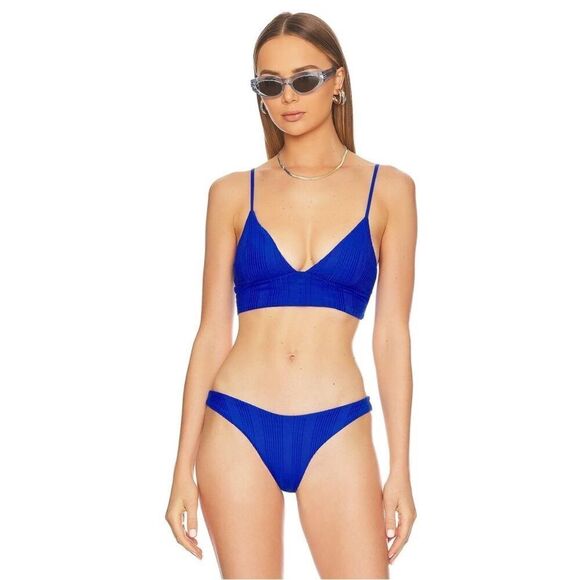 L*Space Winnie Longline Bikini Top Ribbed Royal Blue NWT Medium $114 - Picture 4 of 6